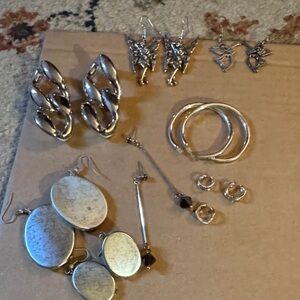 7 Elegant Silver Tone Earrings